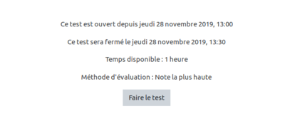 Affichage au lancement du test à 13h15